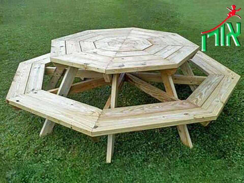 שולחן פיקניק משושה מעץ
