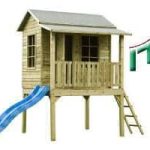 מתקן לגינה פרטית - בית עץ לילדים עם מגלשה לחצר