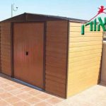 ריהוט עץ לגינה - מחסן מתכת דמוי עץ לחצר