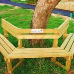 ספסלי רחוב - ספסל עץ חצי משושה