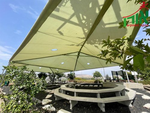 הצללה לגני משחקים – יריעת הצללה פגודות צמודות – 1958 - מבט מלמטה