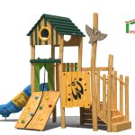 מתקן משחקים מעץ רוביניה - ירוק - 99060 - הדמייה