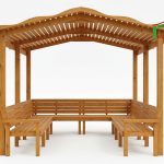 פרגולות וסככות צל - פינת ישיבה עם פרגולה מעץ - 1905 - הדמייה