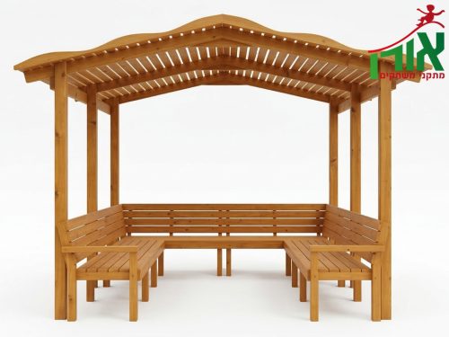 פרגולות וסככות צל - פינת ישיבה עם פרגולה מעץ - 1905 - הדמייה